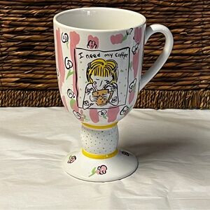 I NEED MY COFFEE Pfaltzgraff Designer Collection Pedestal Cup